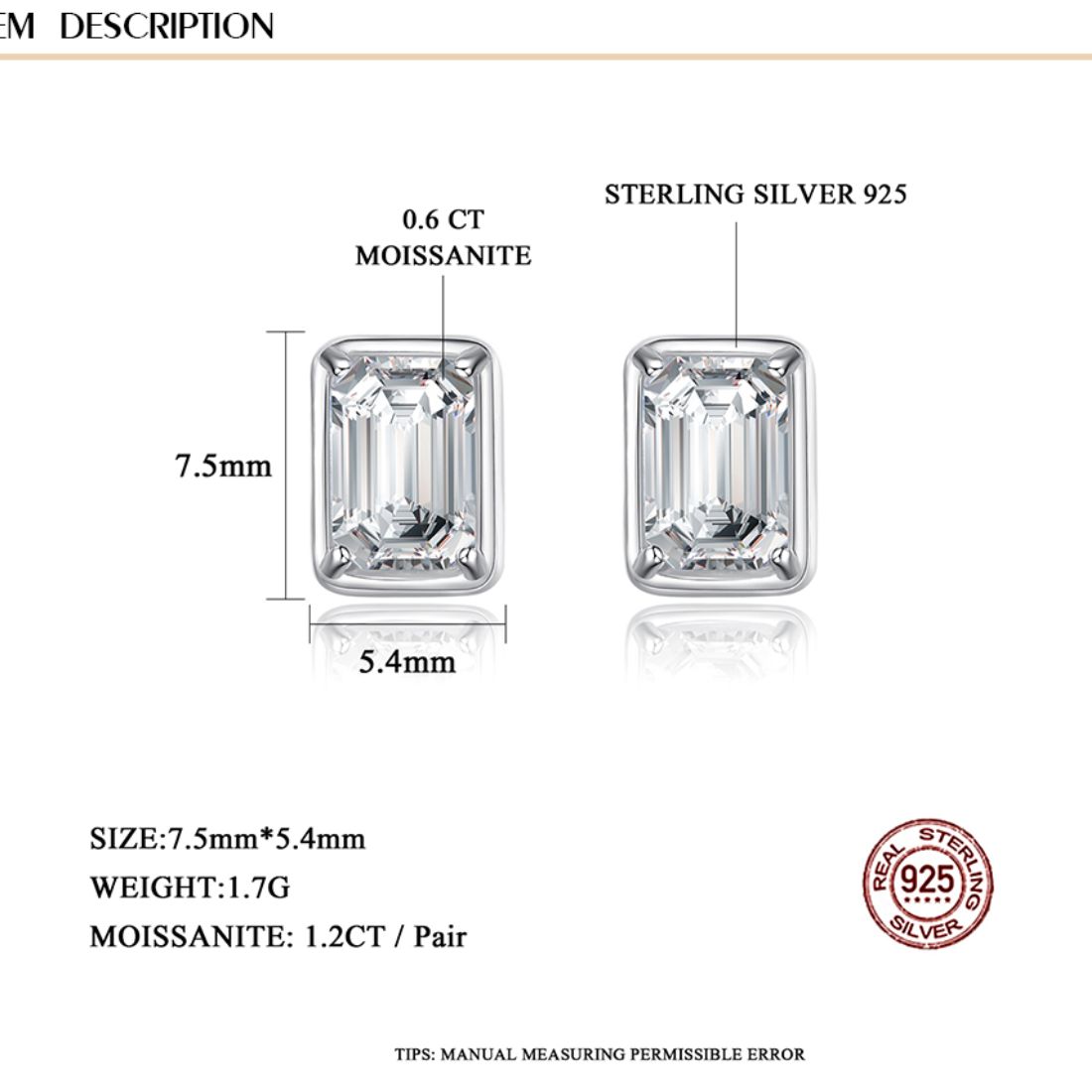 S925 Sterling Silver Stud Earrings details