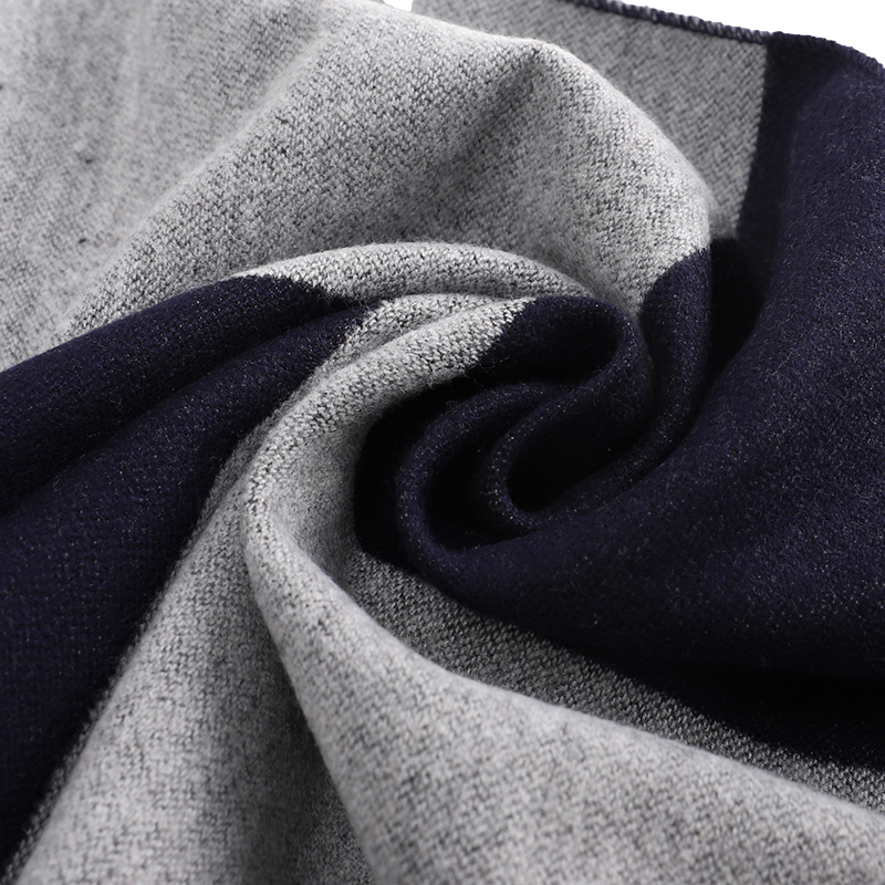 Men's Checked Wool Scarf Navy Grey - Livloko London