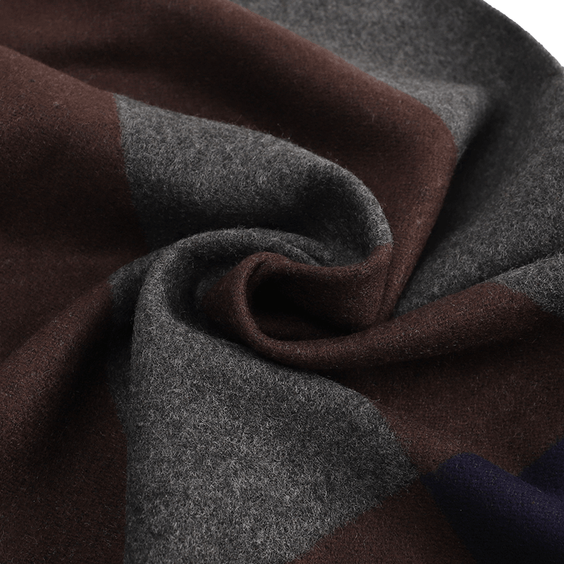 Men's Checked Wool Scarf Grey Brown Blue Red - Livloko London