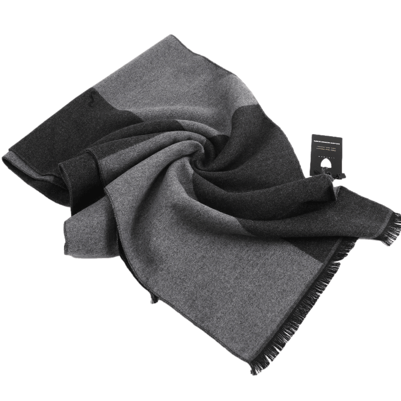 Men's Checked Wool Scarf Black Grey - Livloko London