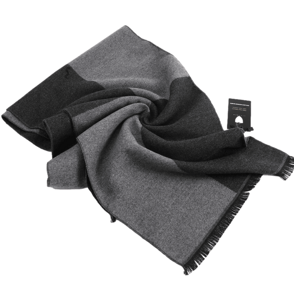 Men's Checked Wool Scarf Black Grey - Livloko London