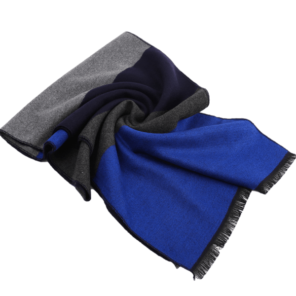 Men's Striped Wool Scarf Blue Black Grey - Livloko London