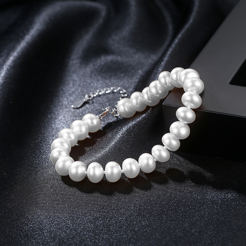 S925 Sterling Silver Natural Full Pearl Bracelet