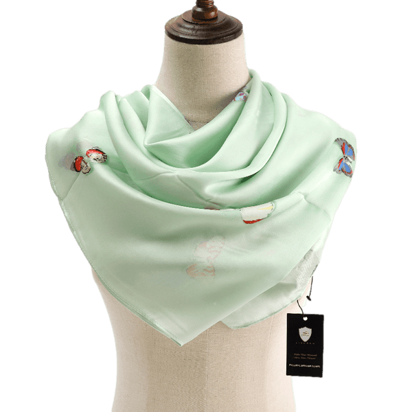 Green Butterfly Design Scarf