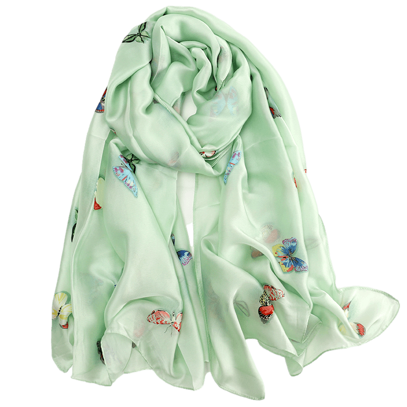 Green Butterfly Design Scarf