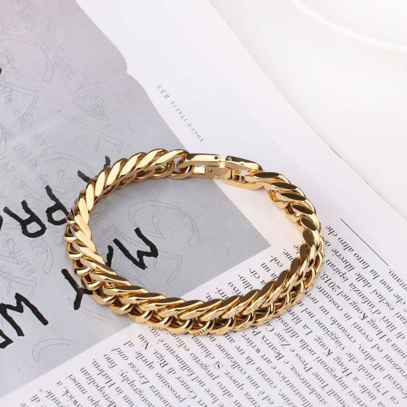 Stainless Steel Chunky Golden Curb Chain Bracelet