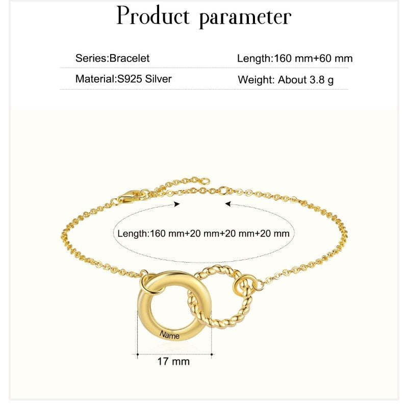 Personalised Gold Plated Sterling Silver Ring Bracelet details