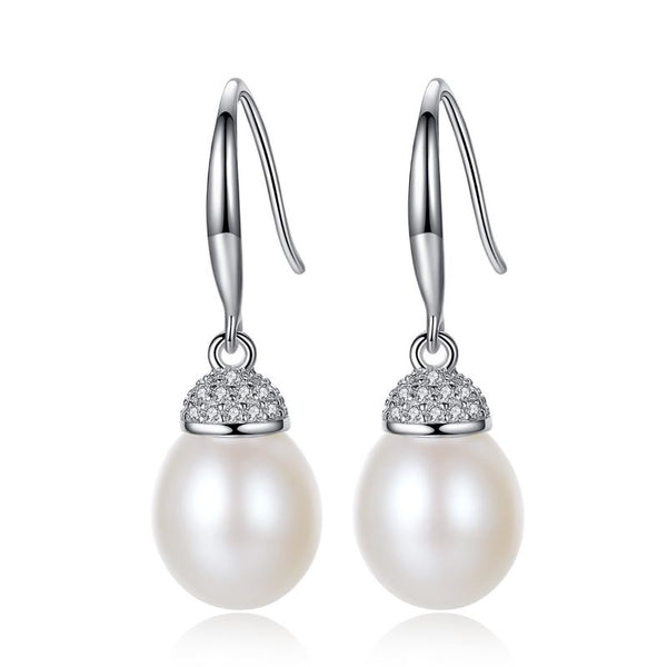 silver pearl drop earrings