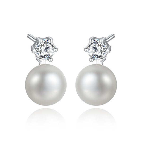 silver pearl stud earrings