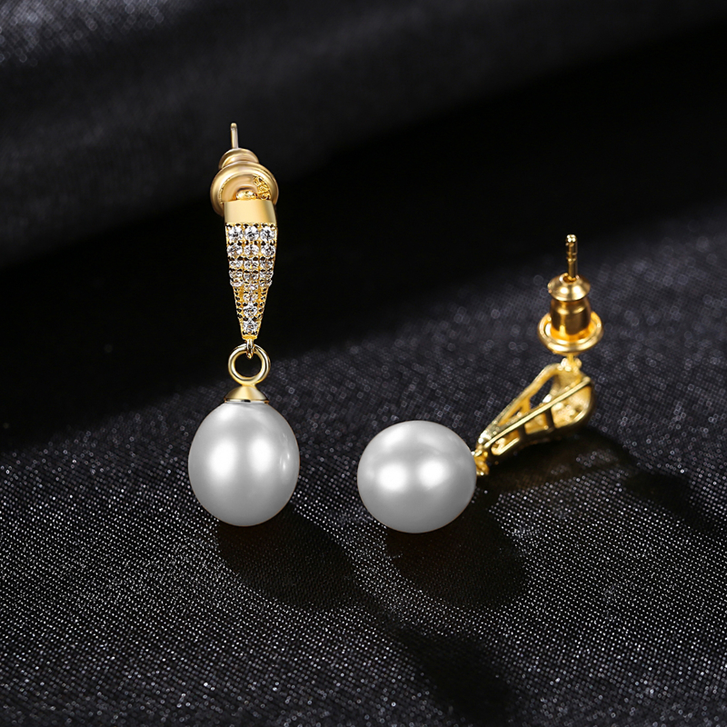 Sterling Silver Pearl Drop Earrings with Tapered Detail