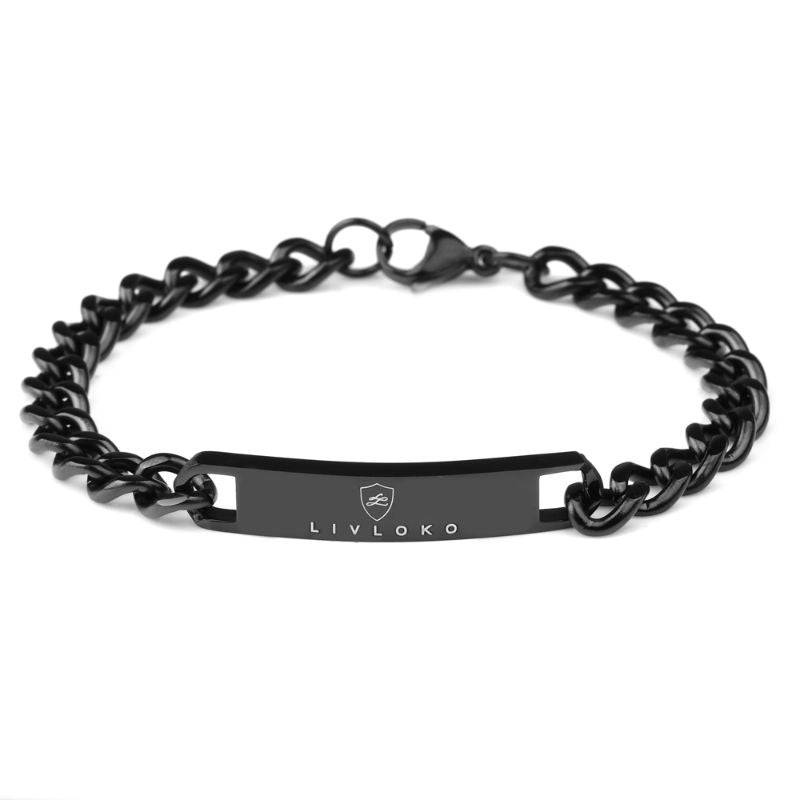 Livloko Stainless Steel Black Curb Chain Bracelet