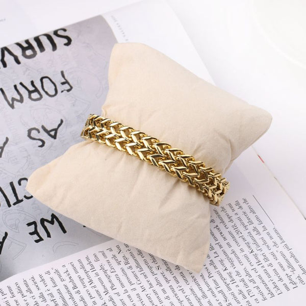Stainless Steel Gold Curb Chain Bracelet - Livloko London