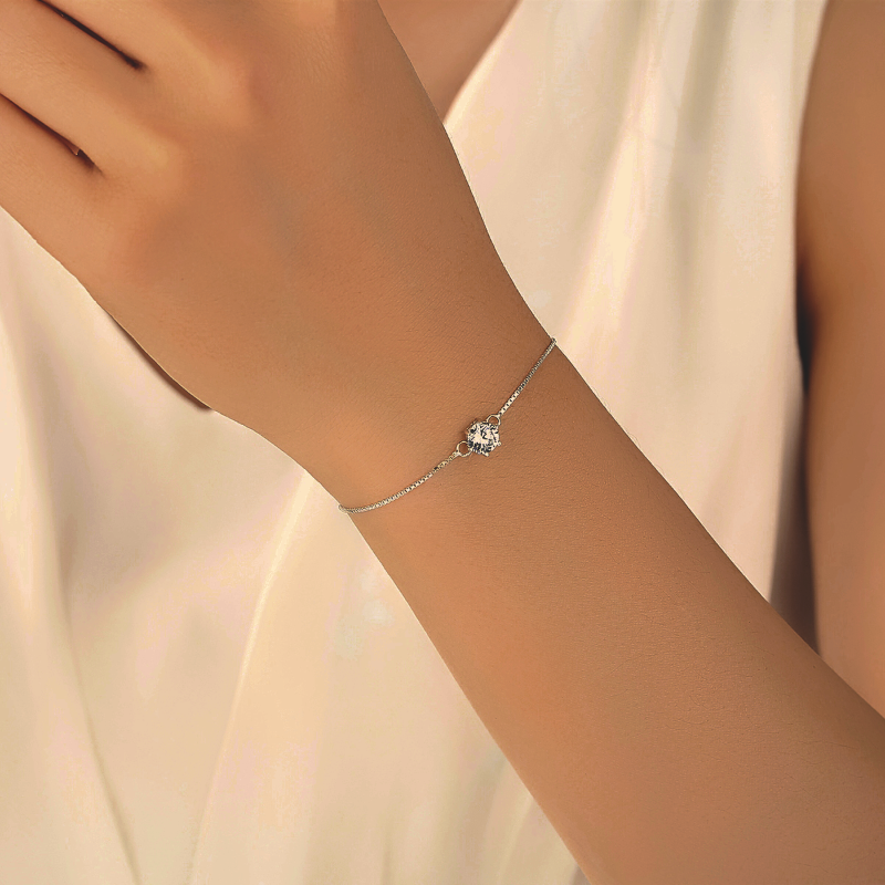 S925 Sterling Silver Cluster Zirconia Bracelet around woman's wrist