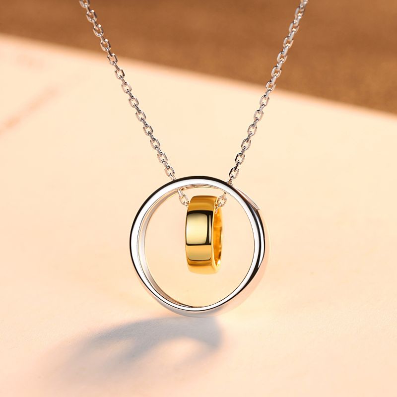 Sterling Silver 18ct Gold Plated Ring Necklace