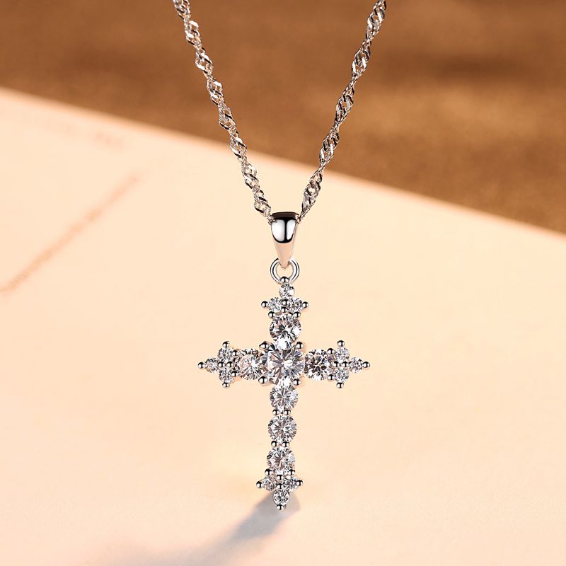 silver necklace with a cross