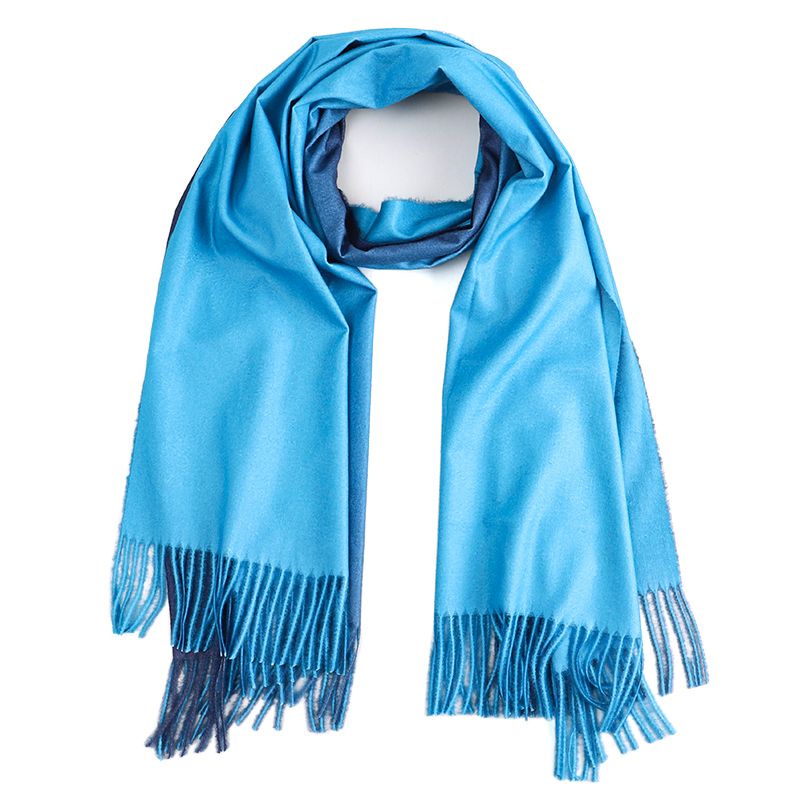 Navy & Baby Blue Pashmina Shawl, draped to show the design