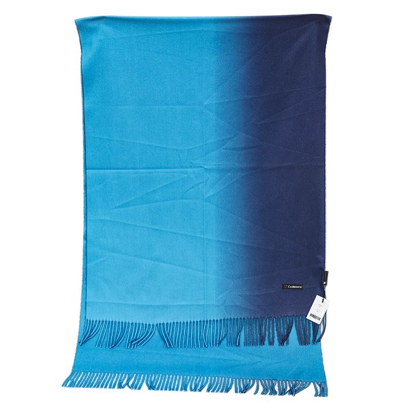 Navy & Baby Blue Pashmina Shawl, laid flat