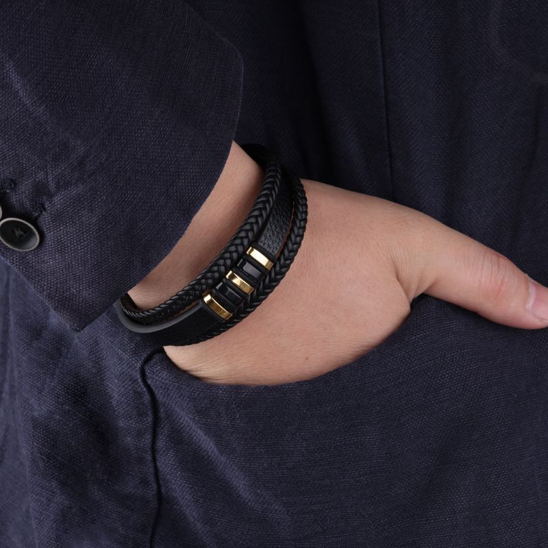 Men's Designer Leather Bracelet
