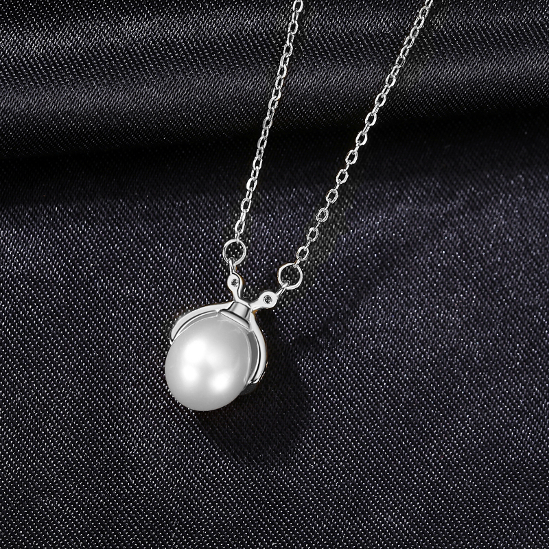 Sterling Silver Ladybird Pearl Pendant Necklace