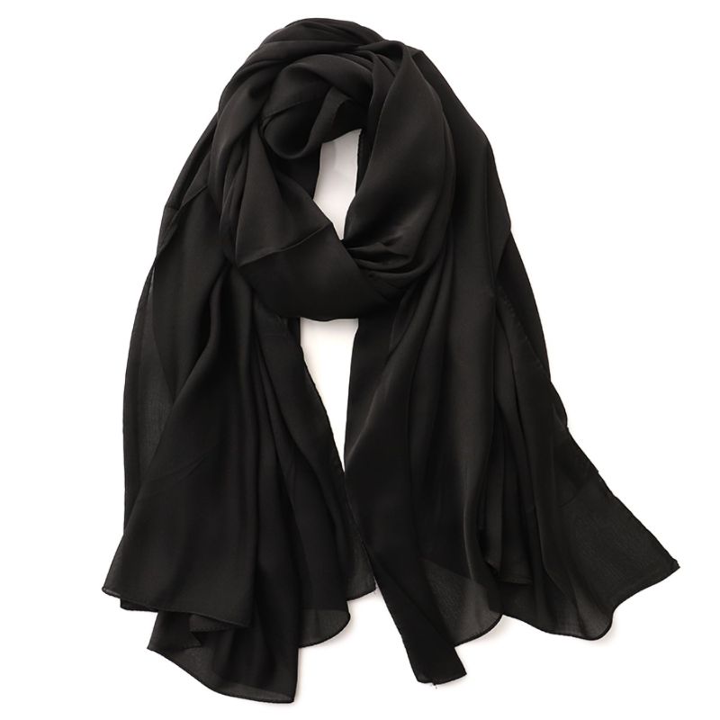 Royal Silk Aviator Scarf - BLACK - Soft, Sleek, Stylish – Double Layer -  Genuine Satin Silk – 100% Silk