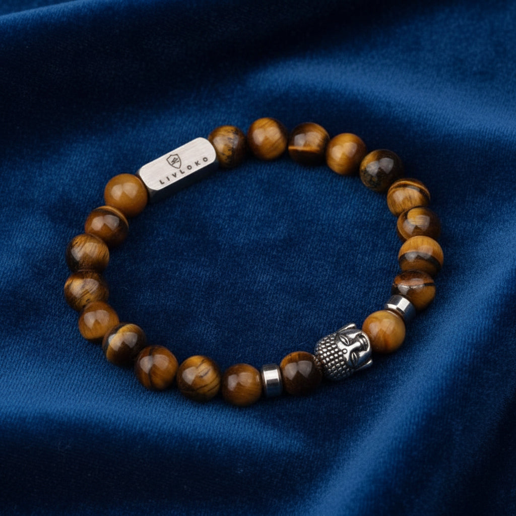 Tiger-eye Lucky Buddha Bracelet - Livloko London