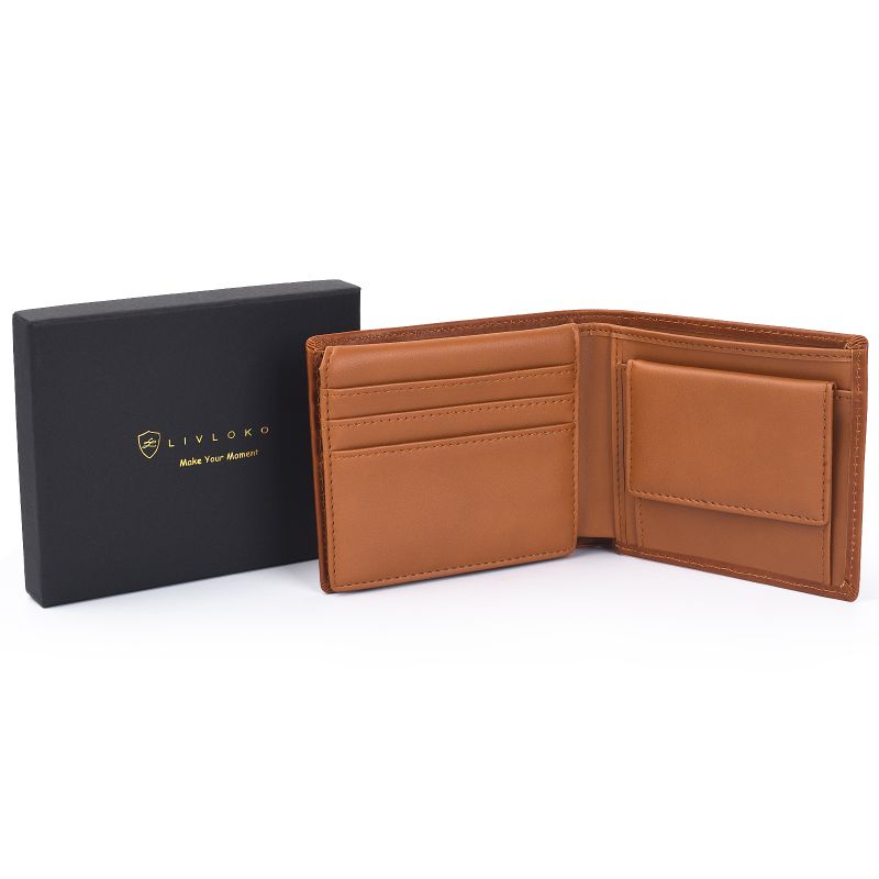 RFID Tan Leather Card Wallet LS2