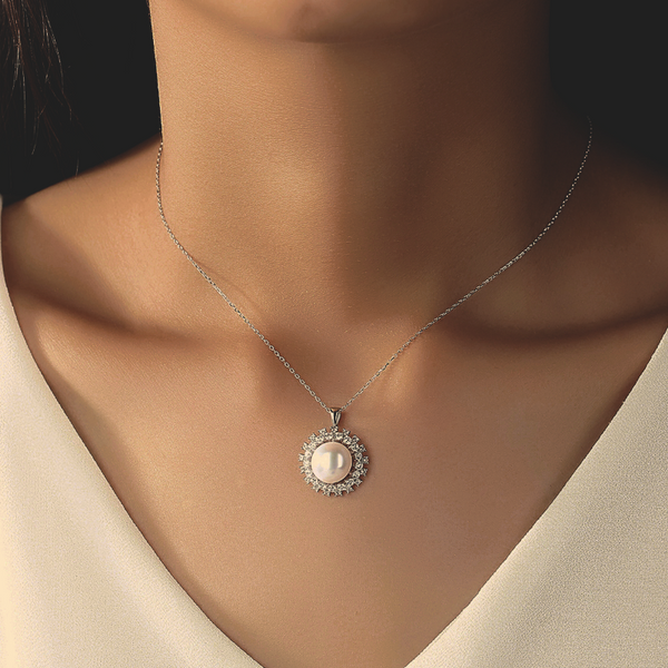 pearl silver necklace