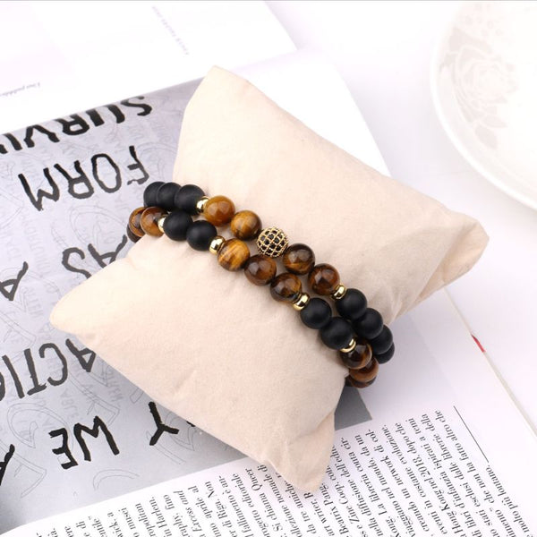 Tiger-eye and Agate Stacked Bracelet - Livloko London