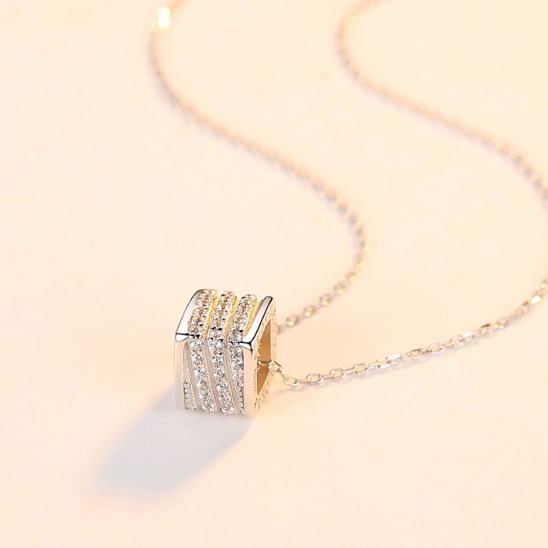 S925 Sterling Silver square cubic Zirconia Necklace