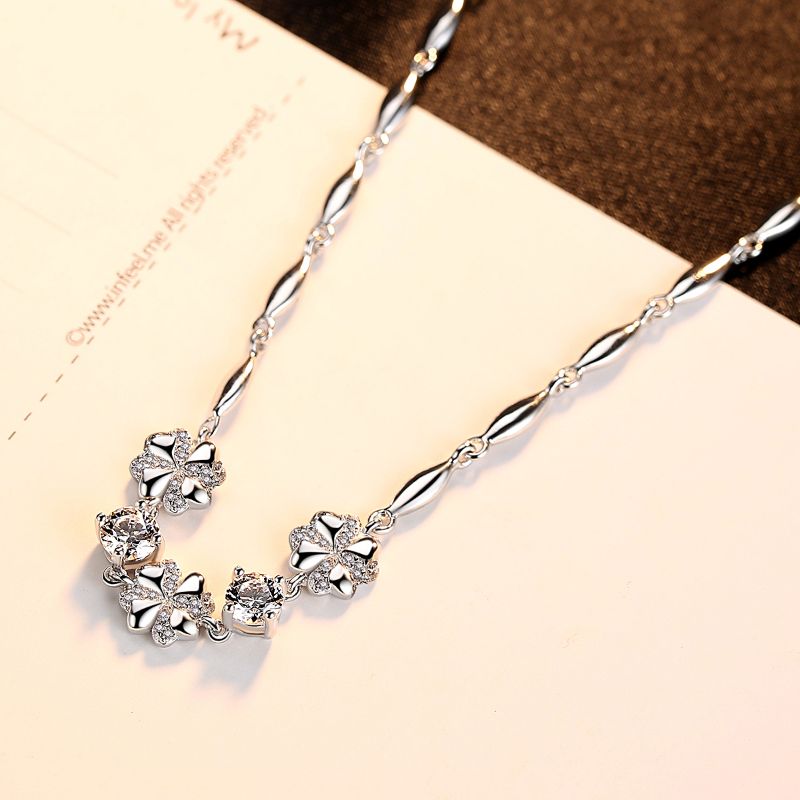 S925 Sterling Silver Flower Zirconia necklace