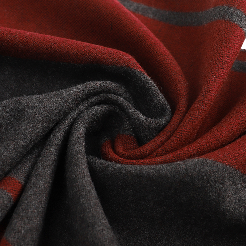 Men's Striped Wool Scarf Maroon Grey - Livloko London