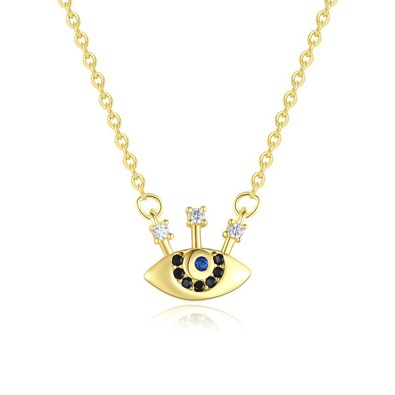 S925 Sterling Silver 18ct Gold Plated Protective Eye Zirconia Necklace
