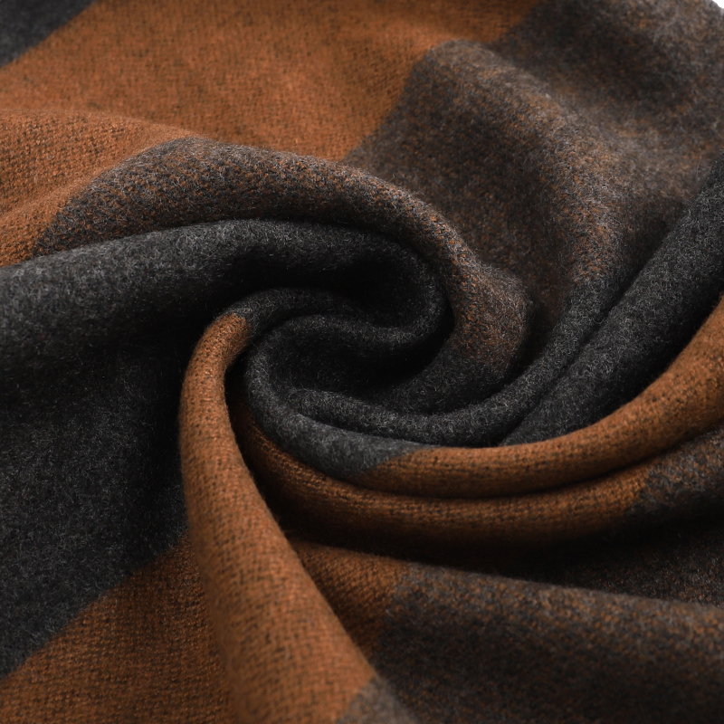 Men's Striped Wool Scarf Grey & Brown