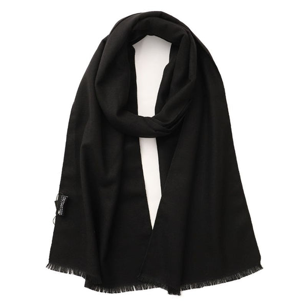 Men's Deep Black Wool Scarf