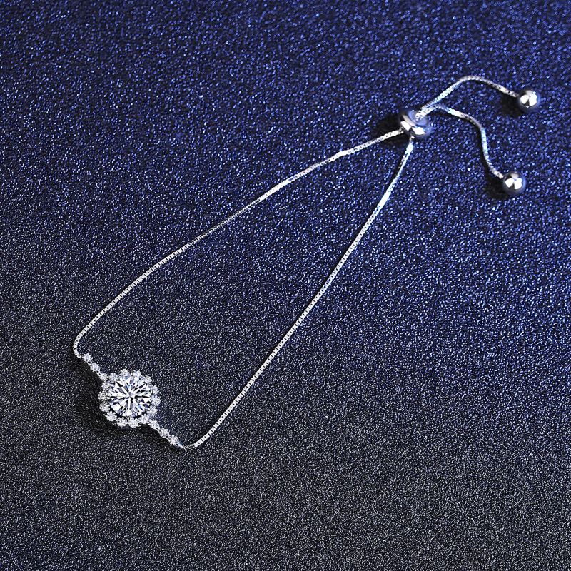 Adjustable S925 Sterling Silver Moissanite Bracelet