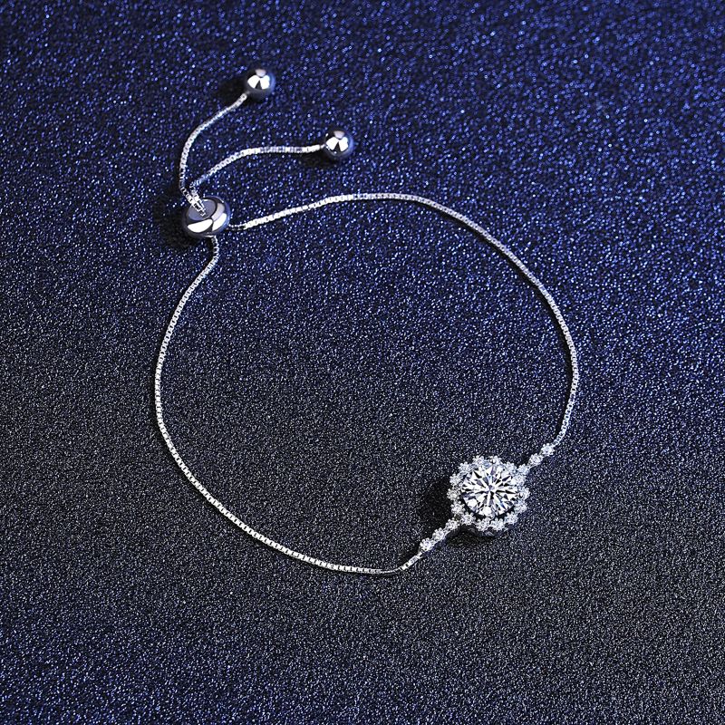 Adjustable S925 Sterling Silver Moissanite Bracelet