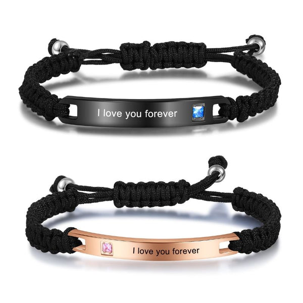 Personalised Titanium Steel Couple Rope Bracelet