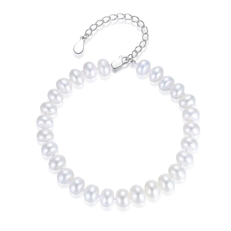 S925 Sterling Silver Natural Full Pearl Bracelet